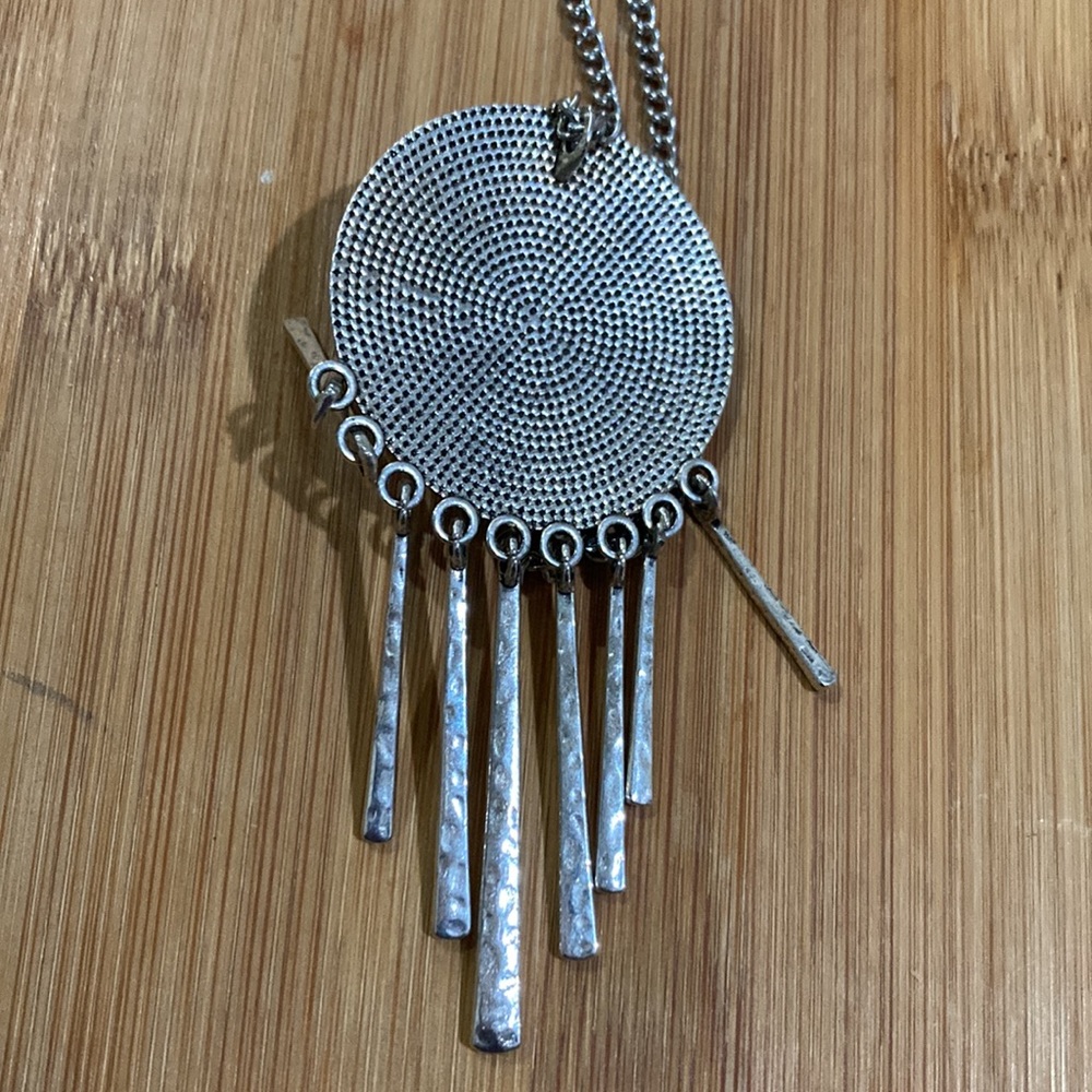 Turquoise sterling silver necklace pendant with long silver chain - Picture 3 of 5